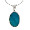 The pendant is totally reversible and appears almost a solid aqua or teal on the reverse side.