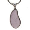 A perfect piece of rare purple or lavender sea glass from Maine set in a classic elegant setting of sterling silver.