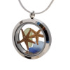 Real Beach Found Blue, Seafoam  Sea Glass and a 2 dancing starfish combined with beach sand are snug inside this one of a kind sea glass locket necklace.
