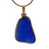 Cobalt Blue Genuine Sea Glass Pendant In Original Gold Wire Bezel© 