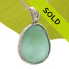 Thick Chunky Seafoam Green Sea Glass In Sterling Deluxe Wire Bezel©
Natural UNALTERED sea glass left just the way it was found on the beach!
Sorry this sea glass jewelry piece is no longer available.