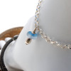 A simple mixed aqua sea glass anklet for your beach trips this summer.
Solid Sterling soldered chain with soldered utility links ensure this piece will remain with you always!