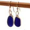 Classic lucky cobalt blue sea glass earrings perfectly matched and set in 14K G/F Original Wire Bezel©