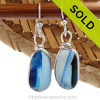 A great match in my English Multi Sea Glass Earrings in a vivid cross sectioned bright blue and white.
Much sea glass from this region is flashed, meaning color is only on on side, these pieces have color running from one side to the other. ULTRA ULTRA RARE! 
Sorry this sea glass jewelry selection has been sold!