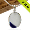 A vivid Cobalt Blue Mixed English Multi sea glass set for a necklace in our Original Sea Glass Bezel© in solid sterling silver setting.
SOLD - Sorry this Sea Glass Pendant is NO LONGER AVAILABLE!