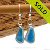 A great match in my English Multi Sea Glass Earrings in a vivid mixed Blue set in our Original Wire Bezel© setting in silver.
Sorry this one of a kind sea glass jewelry item has been sold!