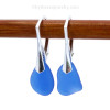 Shaped only by tide and time these UNLATERED beach found sea glass earrings are in a traditional cobalt blue.