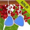 Bright Blue Sea Glass Earrings in our Original Wire Bezel© setting in solid Sterling Silver.
SOLD - Sorry this Sea Glass Jewelry selection is NO LONGER AVAILABLE!