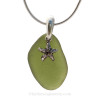 The sea glass necklace comes on our 18" solid sterling smooth snake chain (SHOWN and included)