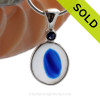 September Seas - Rare Mixed Vivid Blue ea Glass Pendant In Deluxe Wire Bezel With Sapphire 
SOLD - Sorry this Sea Glass Jewelry Selection is NO LONGER AVAILABLE!