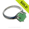 GENUINE UV Jadeite Green Seaham Sea Glass Resizable Ring In Sterling - Size 8 
SOLD - Sorry this Sea Glass Ring is NO LONGER AVAILABLE!