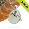 A simple sea inspired Genuine Sea Glass Necklace in Solid Sterling Silver with a Momma and Baby Dolphin Charm.
SOLD - Sorry this Sea Glass Necklace is NO LONGER AVAILABLE!