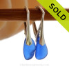 Petite Genuine Cobalt Blue  Beach Found Sea Glass Earrings on Sterling Leverback Earrings.
SOLD - Sorry these Rare Sea Glass Earrings are NO LONGER AVAILABLE!