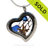 Simply September -  Genuine Cobalt Sea Glass, Starfish & Crystal Gem Stainless Heart Locket