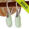 Perfect longer Seafoam Green beach found sea glass pieces set on Solid Sterling Silver Leverback Earrings.
SOLD - Sorry these Sea Glass Earrings are NO LONGER AVAILABLE!