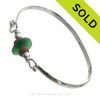 Vivid Kelly Green Genuine English Sea Glass & Natural Beach Stones on this Solid Sterling Silver Half Round Sea Glass Bangle Bracelet. This is finished in solid sterling beads.
SOLD - Sorry this Sea Glass Bangle Bracelet is NO LONGER AVAILABLE!