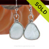 Beautiful Pale Aqua Blue Sea Glass Earrings set in our signature Original Wire Bezel© setting in Sterling Silver.
SOLD - Sorry these Rare Sea Glass Earrings are NO LONGER AVAILABLE!
