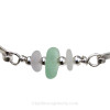 A detail of this Sea Glass Bracelet shows you the beautiful sea glass pieces with sterling silver beads.
