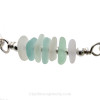 A detail of this Sea Glass Bracelet shows you the beautiful sea glass pieces with sterling silver beads.