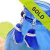 Cobalt Blue Sea Glass In Triple Sterling Wrapped Earrings