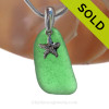 Genuine VIVID Green Sea Glass Necklace with Beach found sea glass and solid sterling details and Solid Sterling Silver Snake chain.
SOLD - Sorry this Sea Glass Necklace is NO LONGER AVAILABLE!