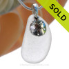 Pure White Sea Glass Necklace with Sterling Silver Sandollar Charm - 18" Solid Sterling Chain INCLUDED