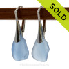 Gorgeous Genuine Carolina  Blue  Beach Found Sea Glass Earrings on Sterling Leverback Earrings.
SOLD - Sorry these Rare Sea Glass Earrings are NO LONGER AVAILABLE
