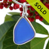 PERFECT Smaller Cobalt Blue Bottle Bottom Sea Glass Pendant In S/S Original Wire Bezel© Pendant.
SOLD - Sorry this Rare Sea Glass Pendant is NO LONGER AVAILABLE!
