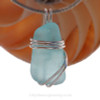 A smaller stunning PERFECT Genuine Electric Aqua Sea Glass Pendant set in our secure Triple Wire  setting in Sterling Silver.