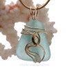  Perfect Vivid Aqua Blue Sea Glass Signature Waves©14K Goldfilled Setting Pendant