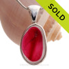 Survivor - LARGE Crizzled Hot Pink Sea Glass Pendant In S/S Deluxe Wire Bezel©