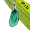Tropical Spring -  ULTRA RARE Teal Green & Aqua Multi Sea Glass Pendant In Original Wire Bezel Setting©