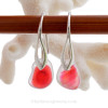 Stunning GENUINE ULTRA RARE mixed Pink Simply Sea Glass Earrings On Silver Deco Earwires 