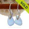 Fresh Carolina Blue Sea Glass Earrings on Solid Sterling Deco Hooks