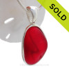 Red "Z" - P-E-R-F-E-C-T Ruby Red Seaham Sea Glass In Sterling Deluxe Wire Bezel© Pendant Setting 