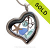 Beautiful pieces cobalt blue and aqua sea glass pieces combined with a real starfish in this Genuine Sea Glass Heart Locket Necklace.
SOLD - Sorry This Sea Glass Locket is NO LONGER AVAILABLE!