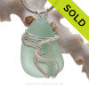 Perfect Fresh Seawater Green Sea Glass Sterling Waves© Signature Sterling Setting Pendant (SSWAVE104)