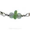 A detail of this Sea Glass Bracelet showing the lovely color in the Yellowy Seafoam Sea Glass piece