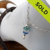 A simple mixed blue, white  and aqua sea glass anklet for your beach trips this summer.
