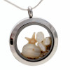 Opalized English Sea Glass With Starfish Locket W/ Pearls