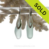 Long Pale Aqua Blue Sea Glass Earrings on Solid Sterling Deco Hooks