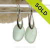 Thick Perfect Seafoam Green Sea Glass Earrings on Solid Sterling Deco Hooks