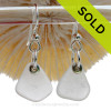 Simply Sea Glass -  Genuine Sea Glass Earrings In Pure White on Sterling Silver