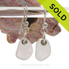 Simply Sea Glass -  Genuine Sea Glass Earrings In Rose White on Sterling Silver