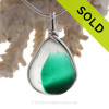 Tropical Teal  Persuasion RARE Teal Green Multi Sea Glass Pendant In Original Wire Bezel Setting©