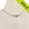 Triple Simply Sea Glass Necklace with White and Sea Green on Solid Sterling Silver