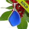  5 Point Genuine Blue Sea Glass Pendant In our Sterling Original Wire Bezel©