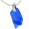 A perfect piece of ridged cobalt blue sea glass on solid sterling silver bail.

UNALTERED natural sea glass just the way it was found on the beach.

Shown here with a sterling snake chain (NOT INCLUDED - but recommended and available as an upgrade below).