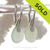 Round Natural Yellowy Seafoam  Beach Found Green sea glass Earrings on solid Sterling Silver Leverbacks. 
