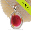 ULTRA ULTRA RARE Golden Yellow & Hot Pink Multi Sea Glass Pendant In Deluxe Wire Bezel Setting©